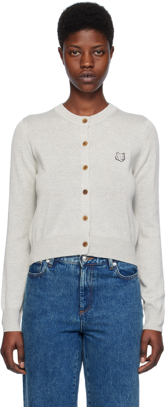 Maison Kitsuné Pink Bold Fox Head Patch Regular Cardigan