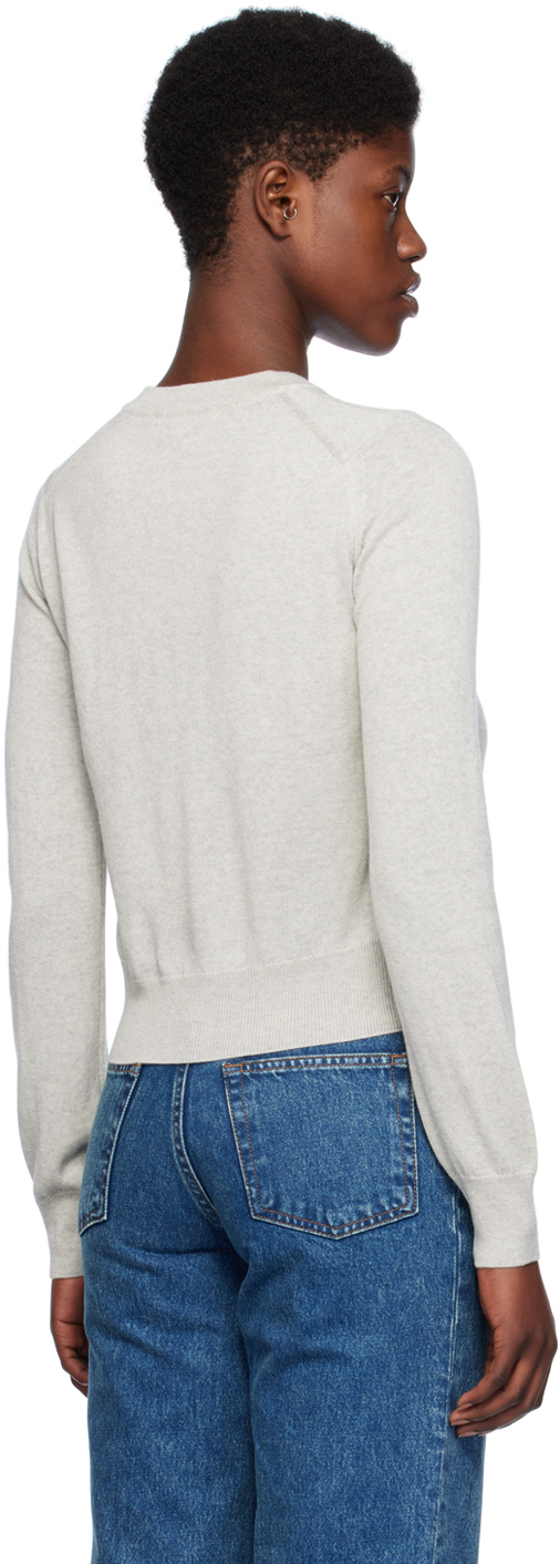 MAISON KITSUNÉ GRAY BOLD FOX HEAD CARDIGAN 