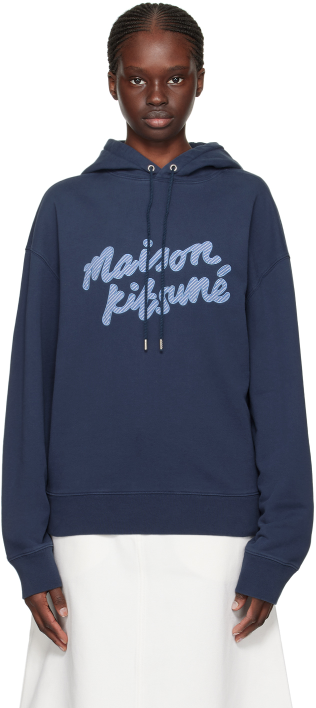 Maison Kitsuné Navy Handwriting Hoodie