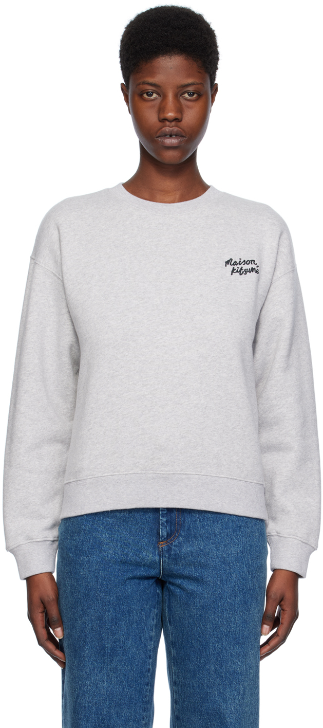 Maison Kitsuné Gray '' Handwriting Sweatshirt In O121 Light Grey/blac