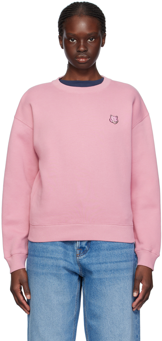Shop Maison Kitsuné Pink Bold Fox Head Sweatshirt In P625 Rosebud