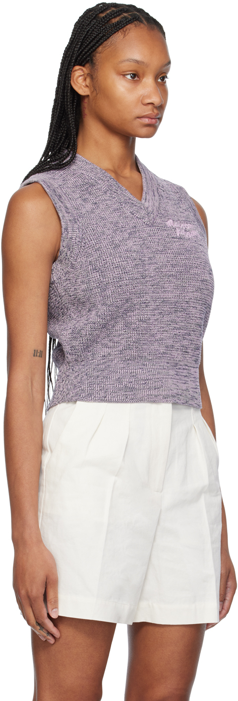 Maison Kitsuné Purple Handwriting Vest In H502 Lilac Melange