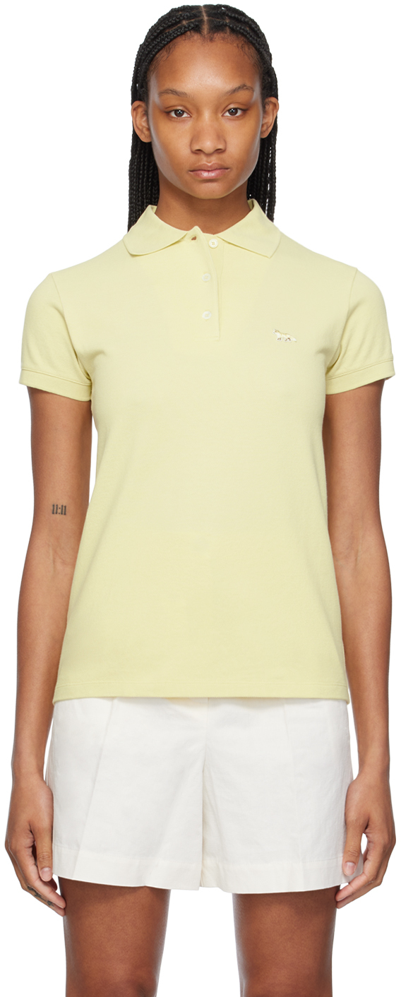 Maison Kitsuné Yellow Baby Fox Polo In P712 Chalk Yellow