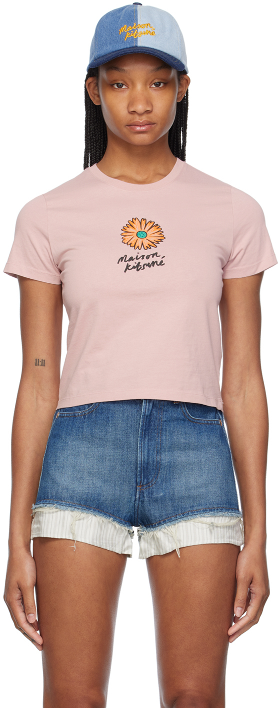Maison Kitsuné Pink Floating Flower T-Shirt