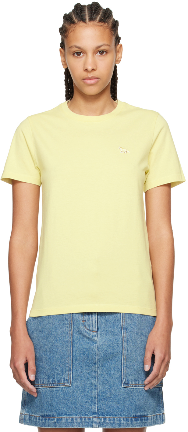 Shop Maison Kitsuné Yellow Baby Fox T-shirt In P712 Chalk Yellow