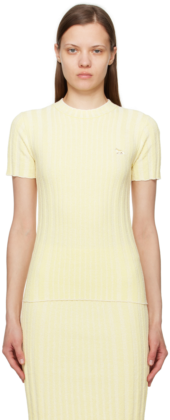 Shop Maison Kitsuné Yellow Baby Fox T-shirt In P726 Lemonade
