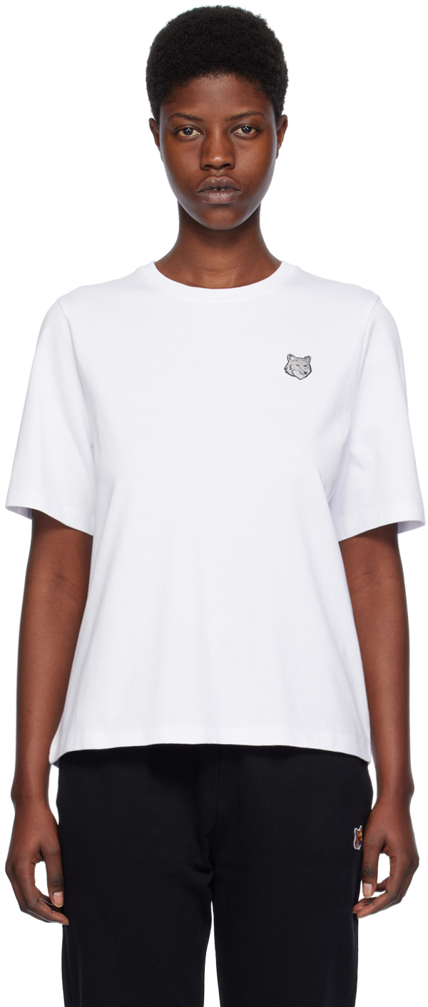 Shop Maison Kitsuné White Bold Fox Head T-shirt In P100 White