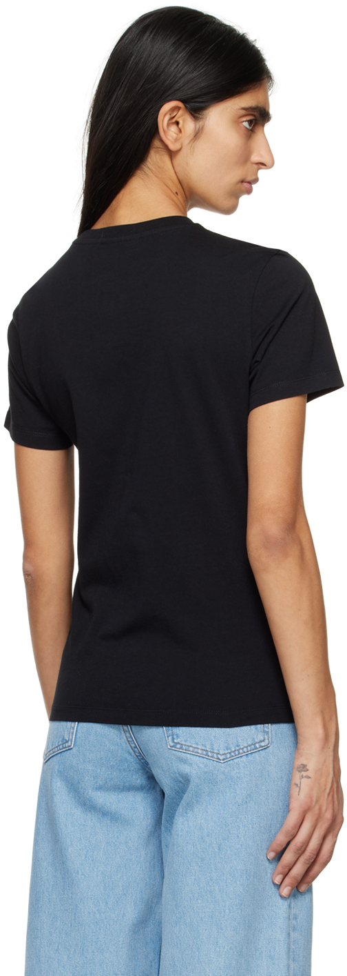 Maison Kitsuné Black Crewneck T-shirt With Baby Fox Logo Patch On The Front In Cotton Woman In P199 Black