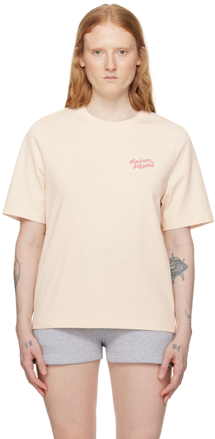 Shop Maison Kitsuné Off-white Handwriting T-shirt In P705 Fresh Cotton