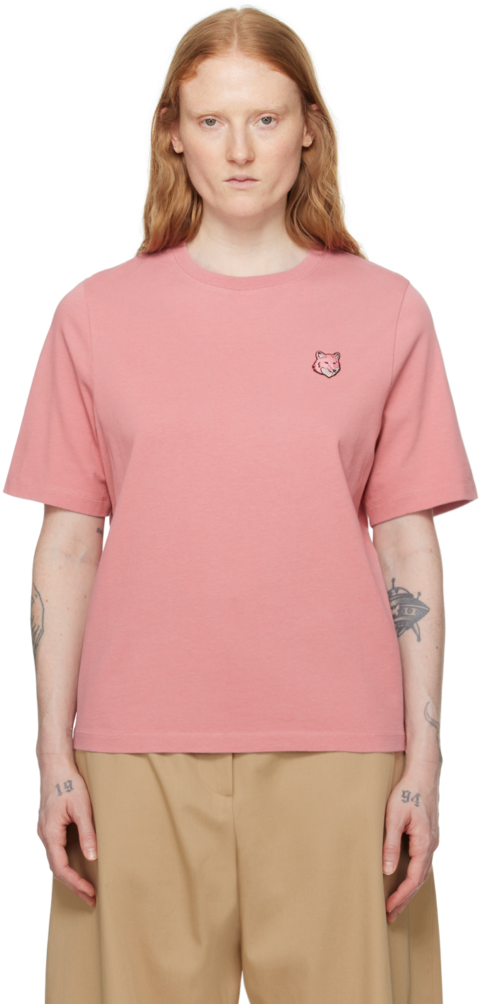 Shop Maison Kitsuné Pink Bold Fox Head T-shirt In P625 Rosebud