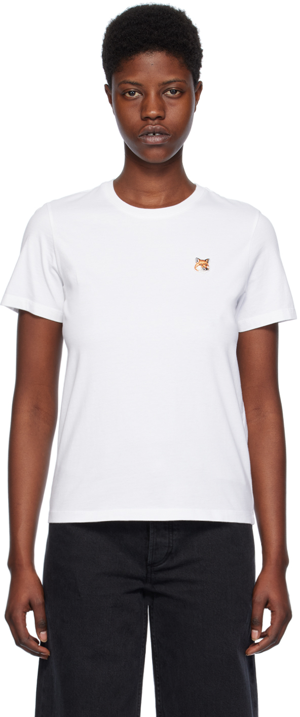 Maison Kitsuné White Fox Head T-shirt In P100 White