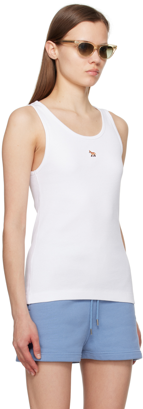 Shop Maison Kitsuné White Baby Fox Tank Top In P100 White