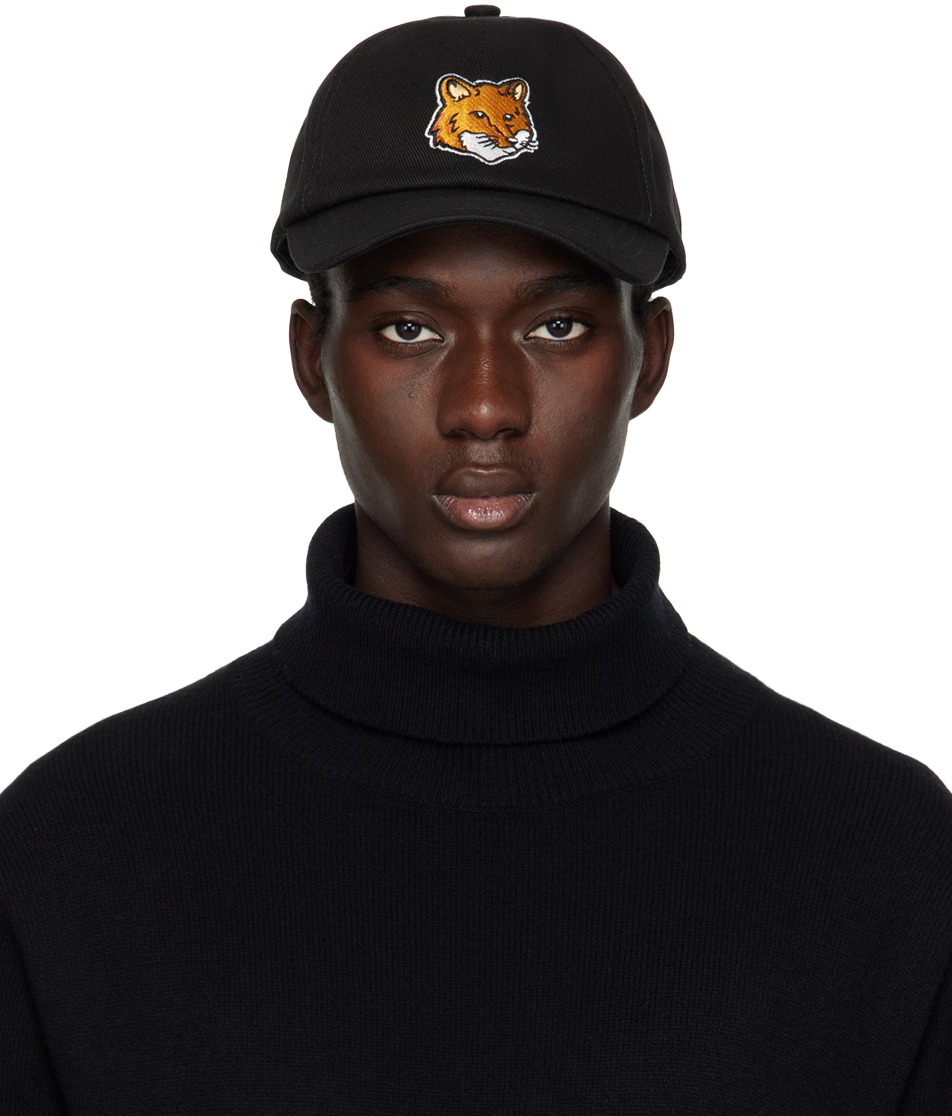 Maison Kitsuné: Black Large Fox Head Cap | SSENSE