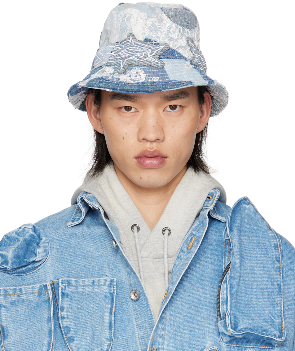 Who Decides War Blue Thorn Wrapped Grid Bucket Hat In Sky