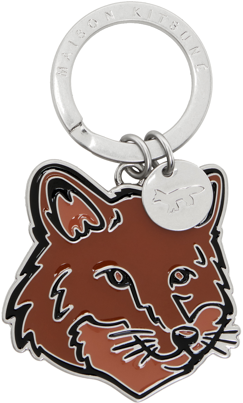 Silver Bold Fox Head Metal Keychain