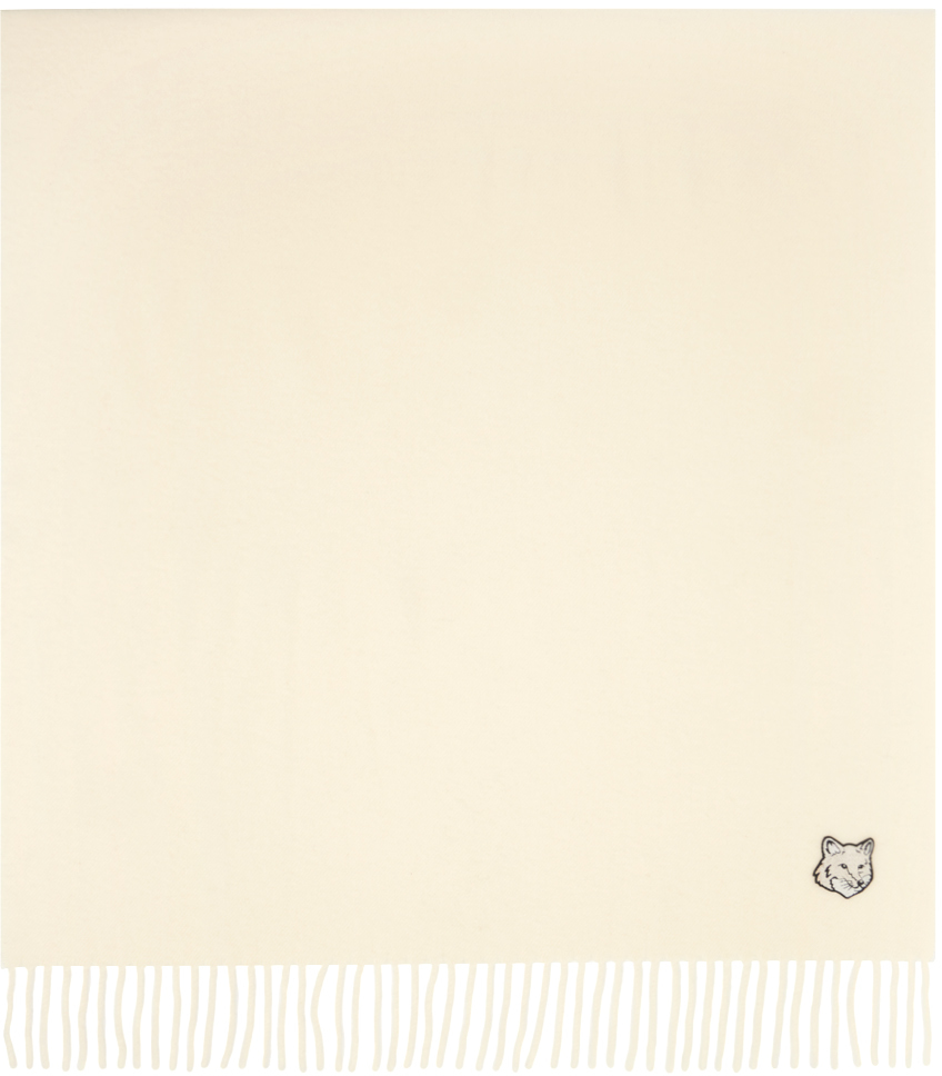 Maison Kitsuné Off-white Bold Fox Head Scarf In P205 Paper