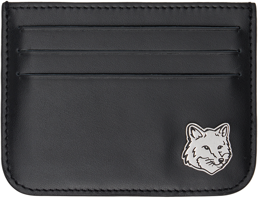 Shop Maison Kitsuné Black Fox Head Card Holder In P199 Black