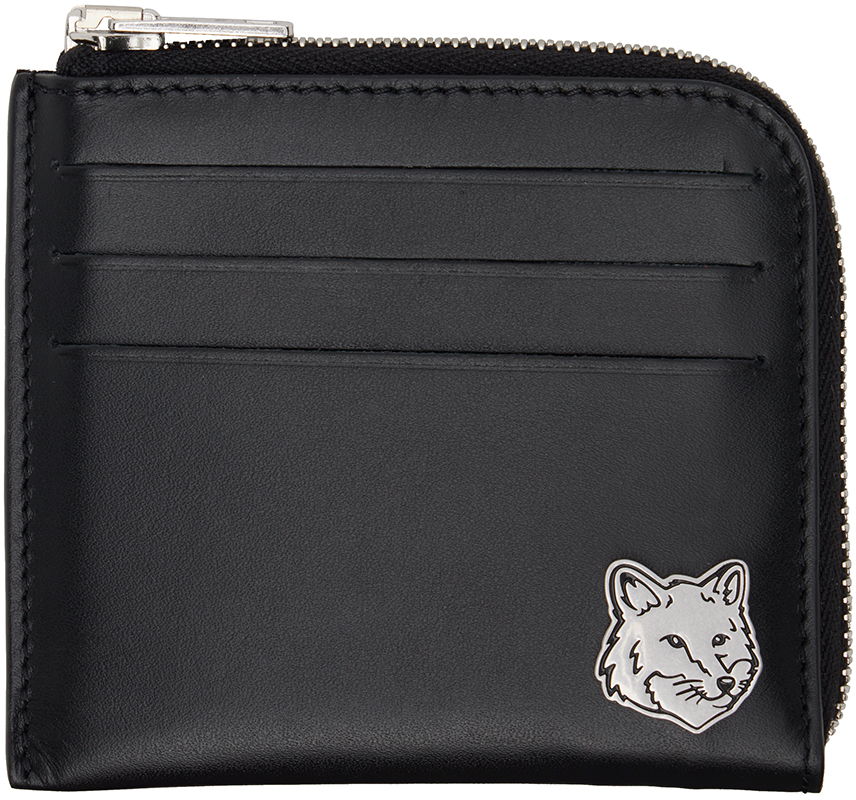 Maison Kitsuné Black Fox Head Zipped Wallet