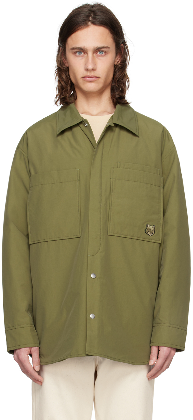 Shop Maison Kitsuné Khaki Padded Jacket In P384 Military Green
