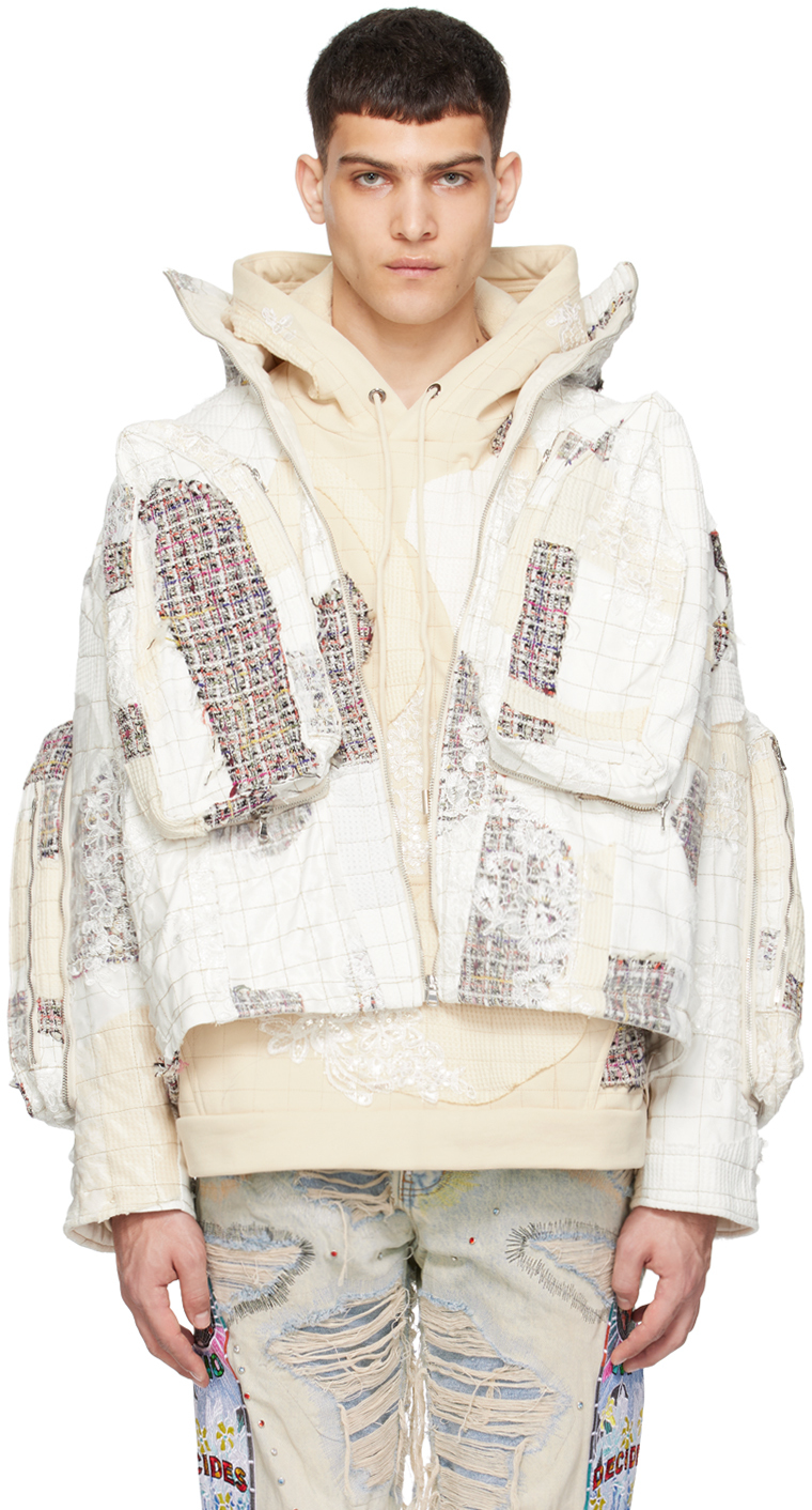 Shop Who Decides War White & Beige Quilted Jacket In Cloud
