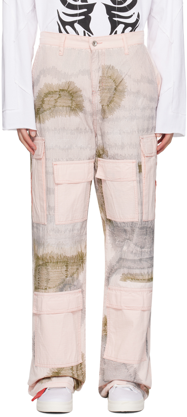 Who Decides War Pink Darning Cargo Pants In Rose