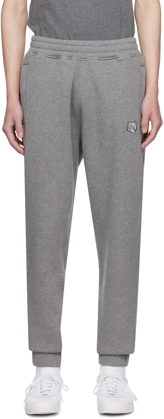 Maison Kitsuné Gray Bold Fox Head Sweatpants In H131 Medium Grey