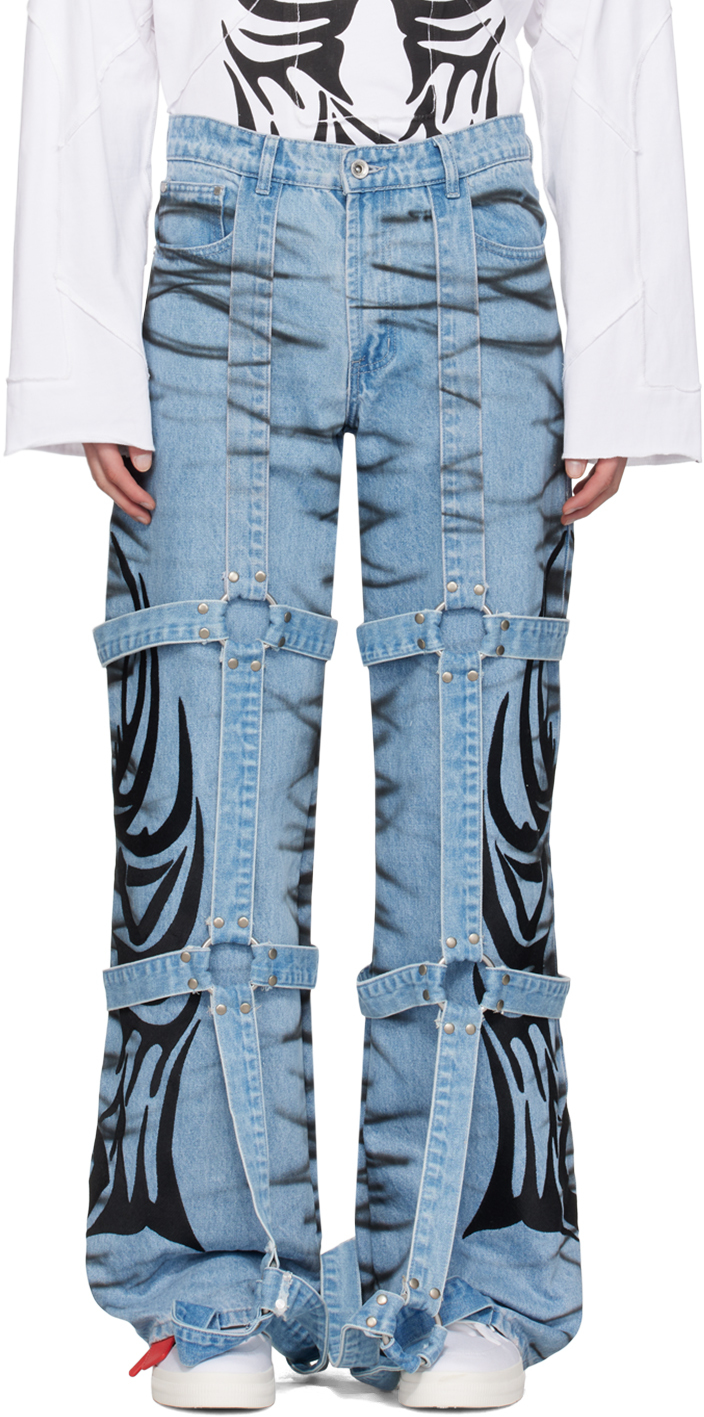 Shop Who Decides War Blue Bondage Jeans In Sky