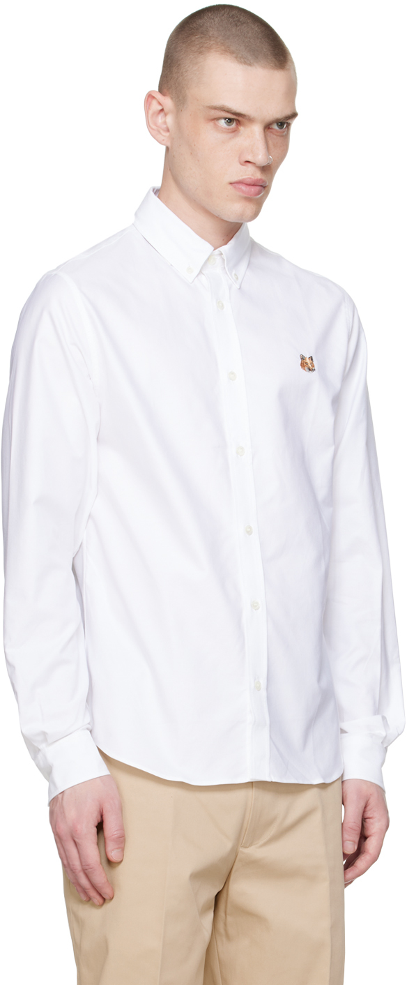 Shop Maison Kitsuné White Mini Fox Head Shirt In P100 White