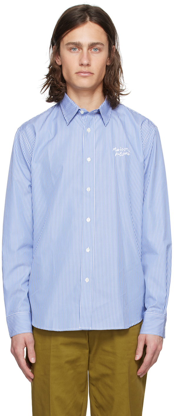 Blue Striped Shirt by Maison Kitsune on Sale