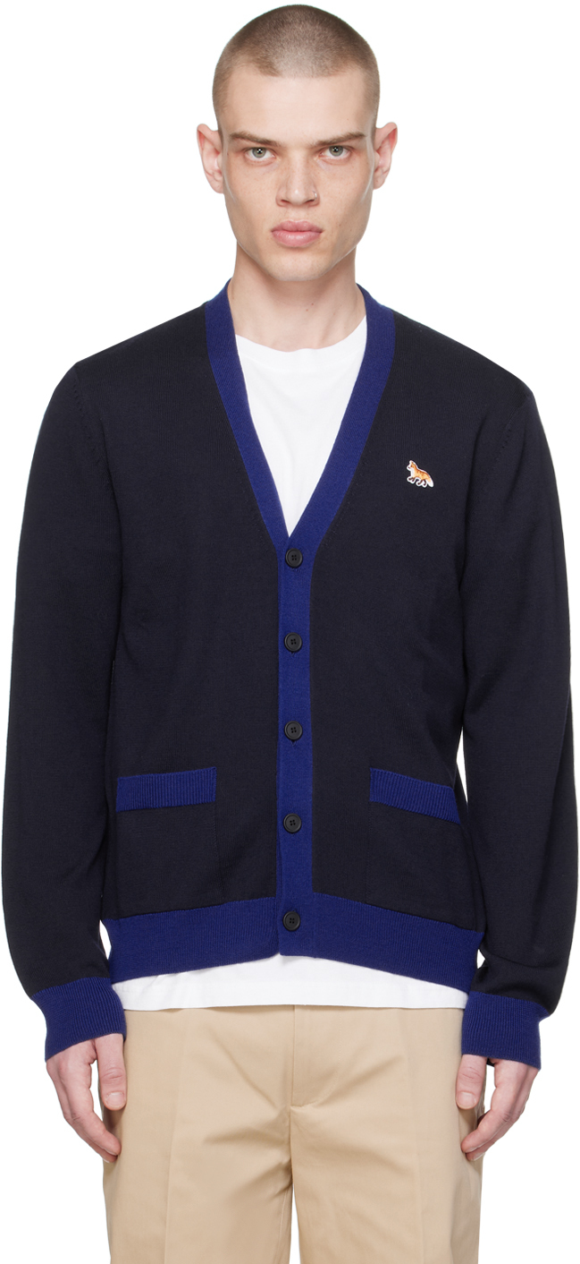 Maison Kitsuné: Navy Baby Fox Cardigan | SSENSE