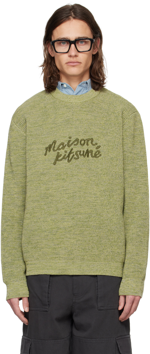 Maison Kitsuné Green Handwriting Sweater