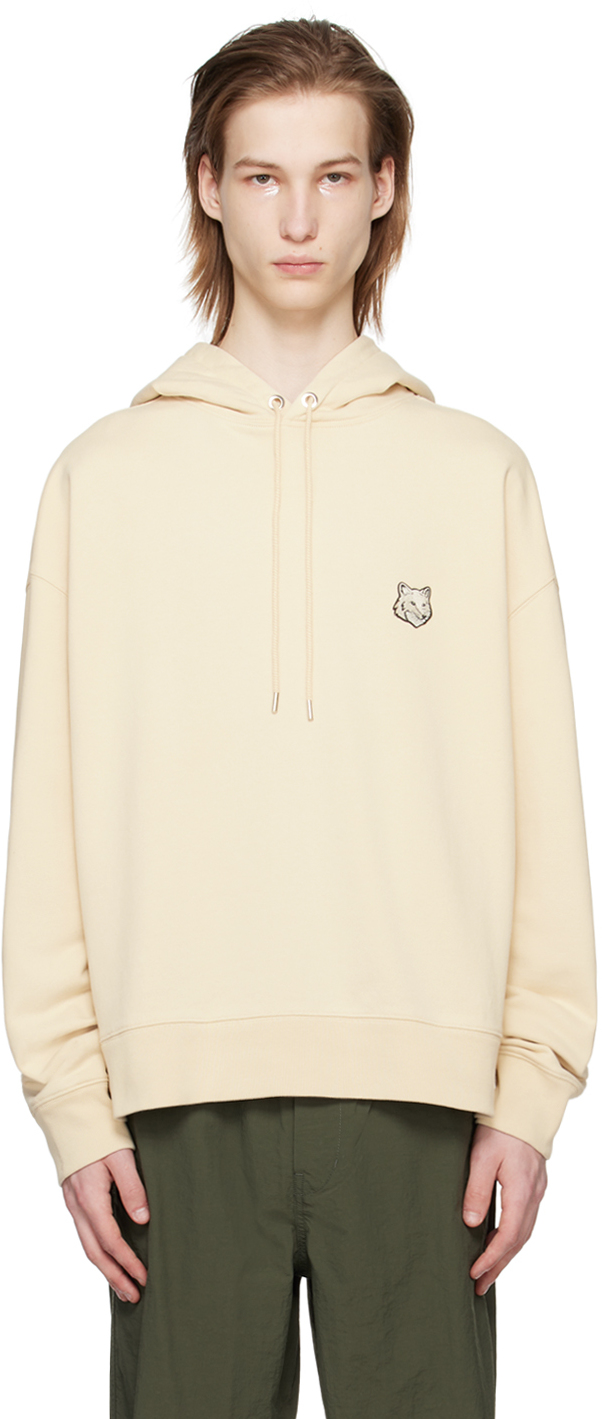 MAISON KITSUNÉ BEIGE BOLD FOX HEAD HOODIE 