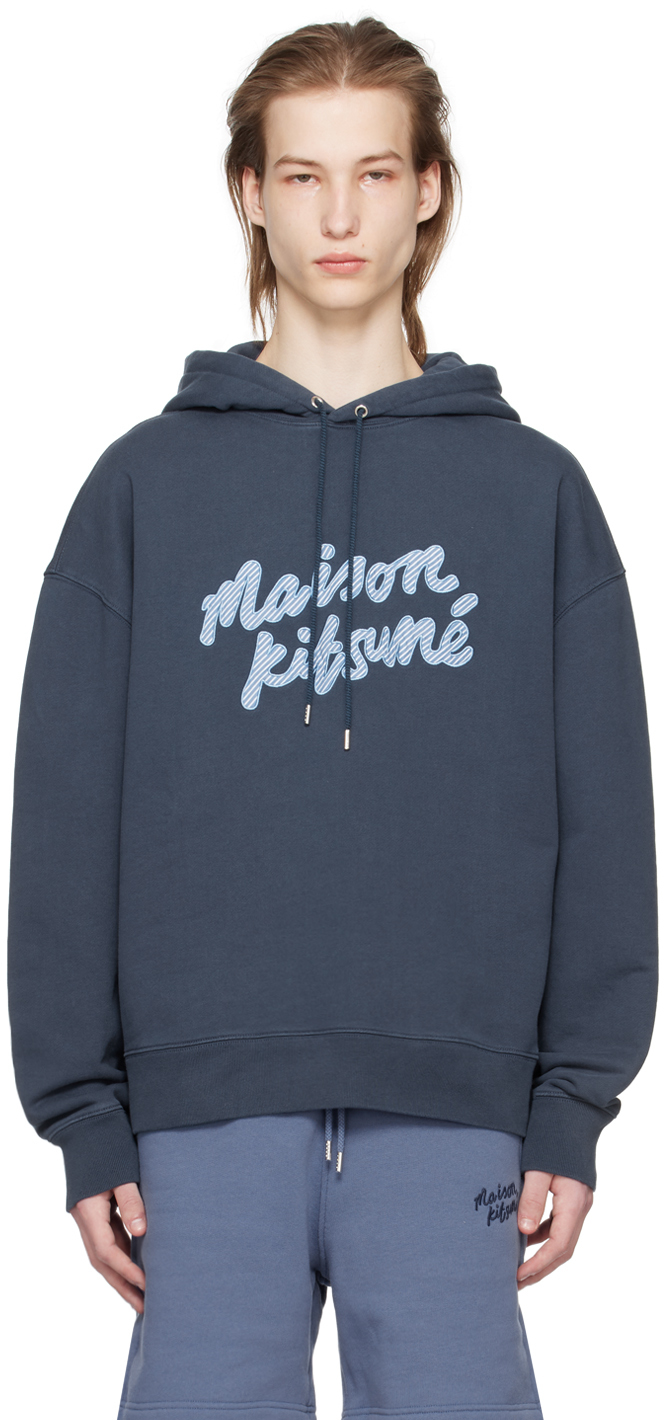 Navy Handwriting Hoodie by Maison Kitsuné on Sale