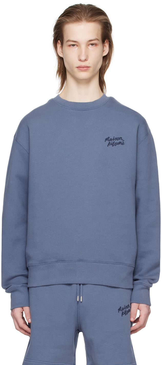 Maison Kitsuné Blue Handwriting Sweatshirt