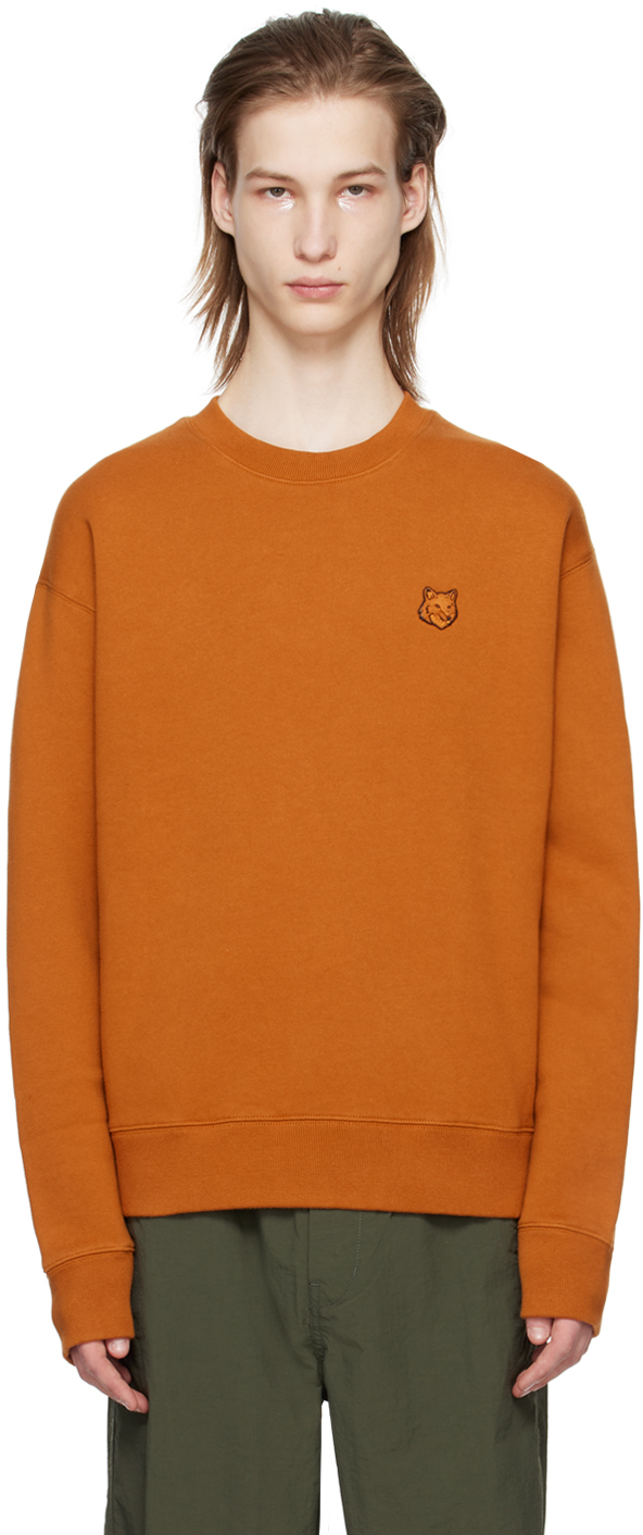 Shop Maison Kitsuné Orange Bold Fox Head Sweatshirt In P261 Tobacco