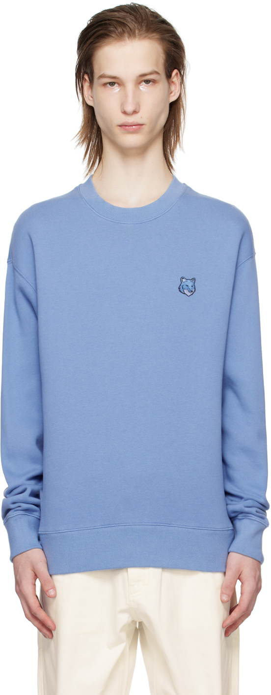 Shop Maison Kitsuné Blue Bold Fox Head Sweatshirt In P428 Hampton Blue