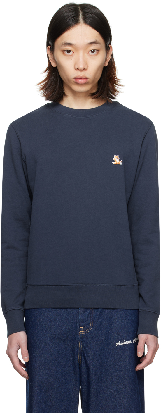 Maison Kitsuné Navy Chillax Fox Sweatshirt In P476 Ink Blue