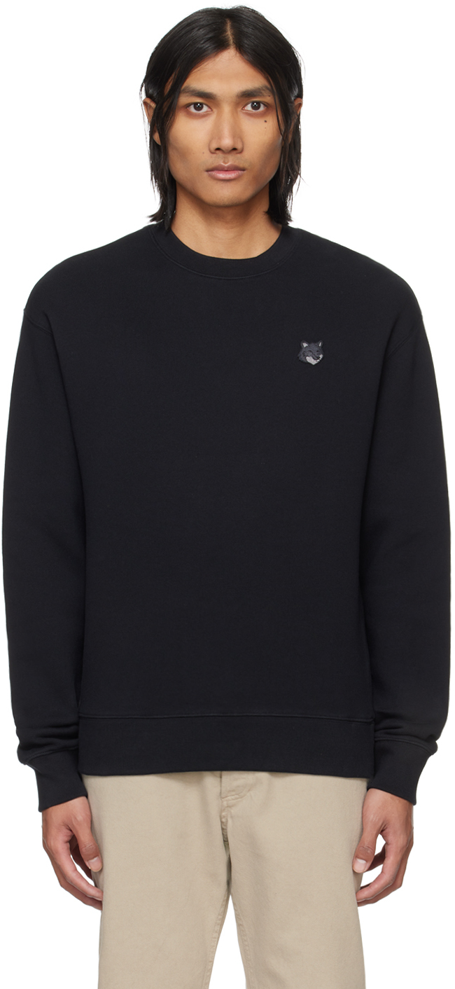 Shop Maison Kitsuné Black Bold Fox Head Sweatshirt In P199 Black