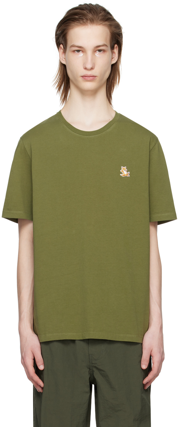 Maison Kitsuné Khaki Chillax Fox T-Shirt