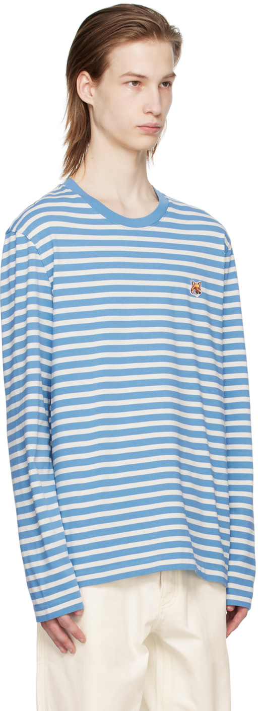 Shop Maison Kitsuné Blue Bold Fox Head Long Sleeve T-shirt In S443 Drifter Blue