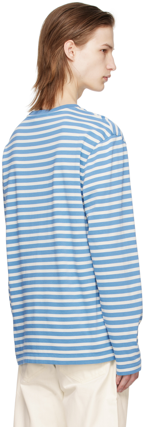 Shop Maison Kitsuné Blue Bold Fox Head Long Sleeve T-shirt In S443 Drifter Blue