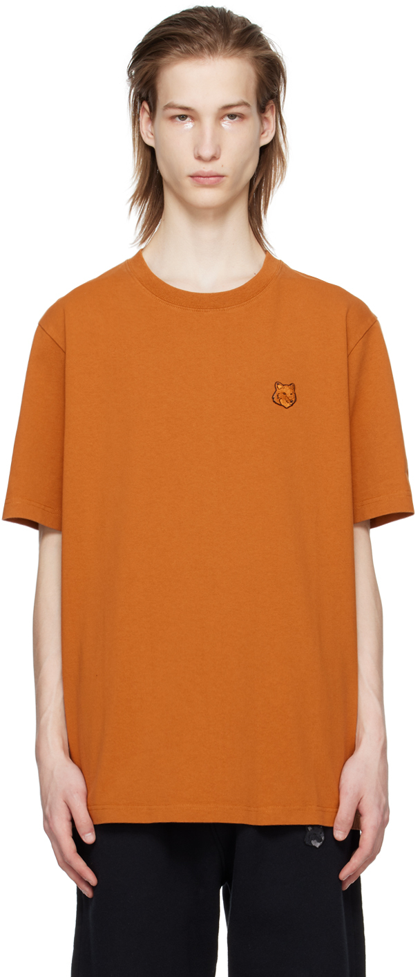 Shop Maison Kitsuné Orange Bold Fox Head T-shirt In P261 Tobacco
