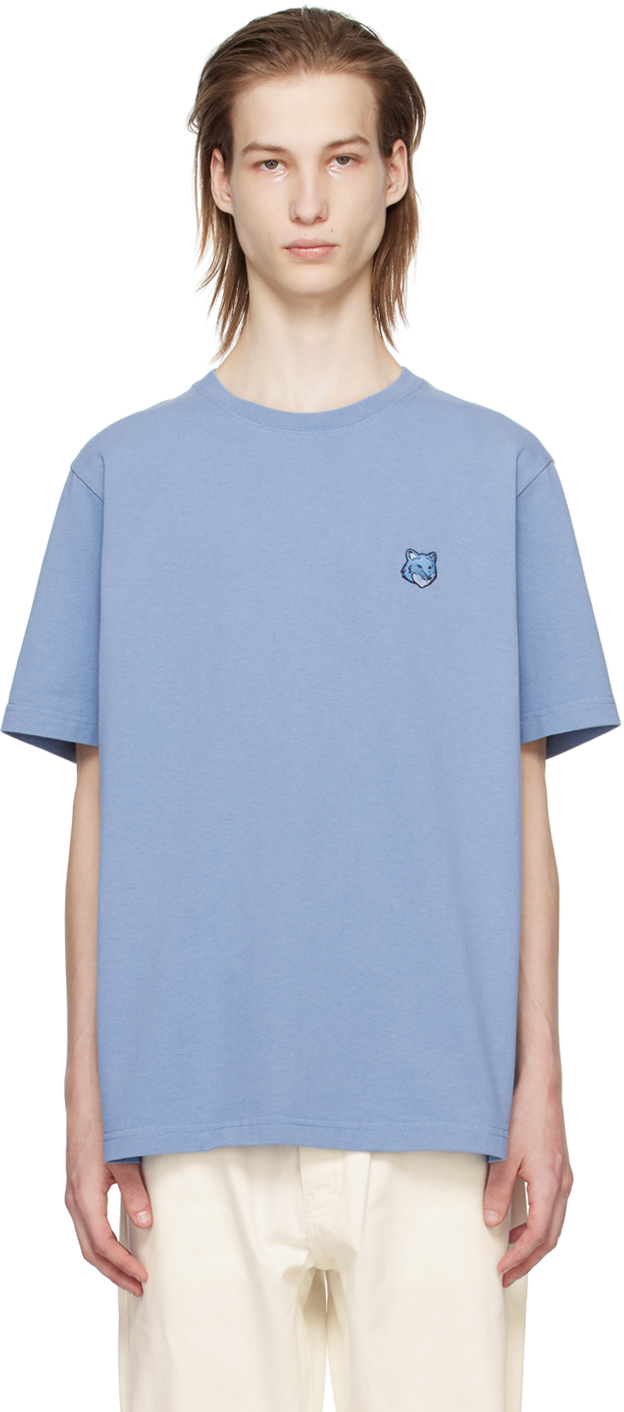 Maison Kitsuné Short-sleeved T-shirt With Bold Fox Head Logo In Hampton Blue