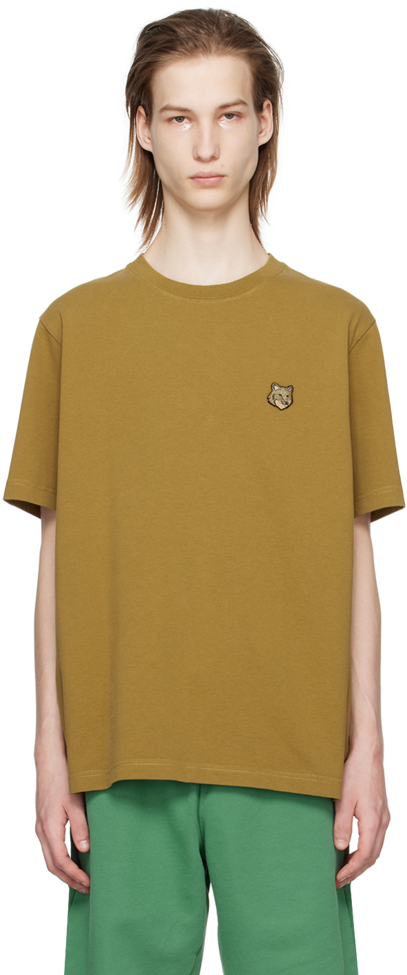 Maison Kitsuné Khaki Bold Fox Head T-Shirt