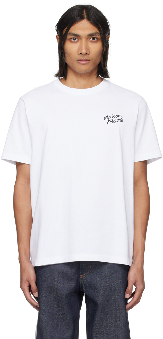 Maison Kitsuné White Handwriting T-shirt In M186 White/black
