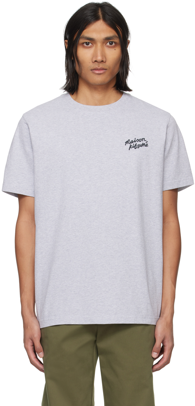 Maison Kitsuné Gray Handwriting T-shirt In O121 Light Grey