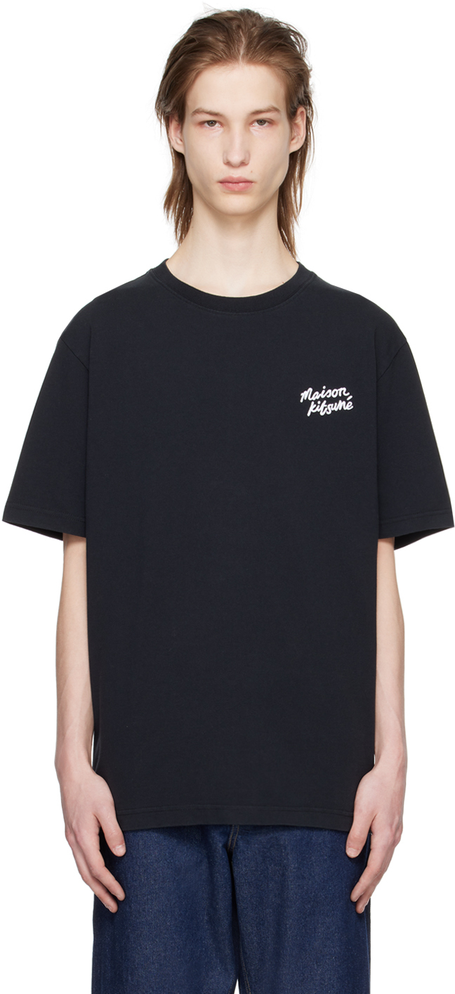 Black Handwriting T-Shirt by Maison Kitsuné on Sale