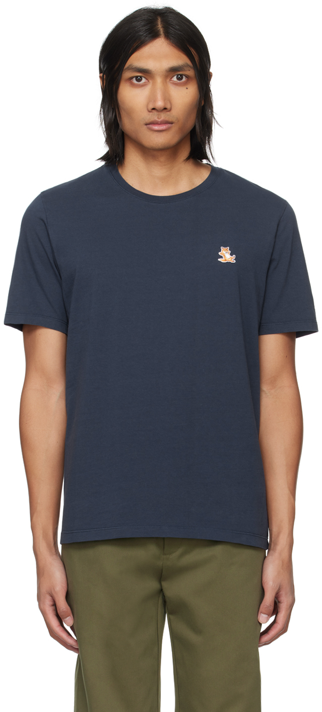 Maison Kitsuné Navy Chillax Fox T-shirt In P476 Ink Blue