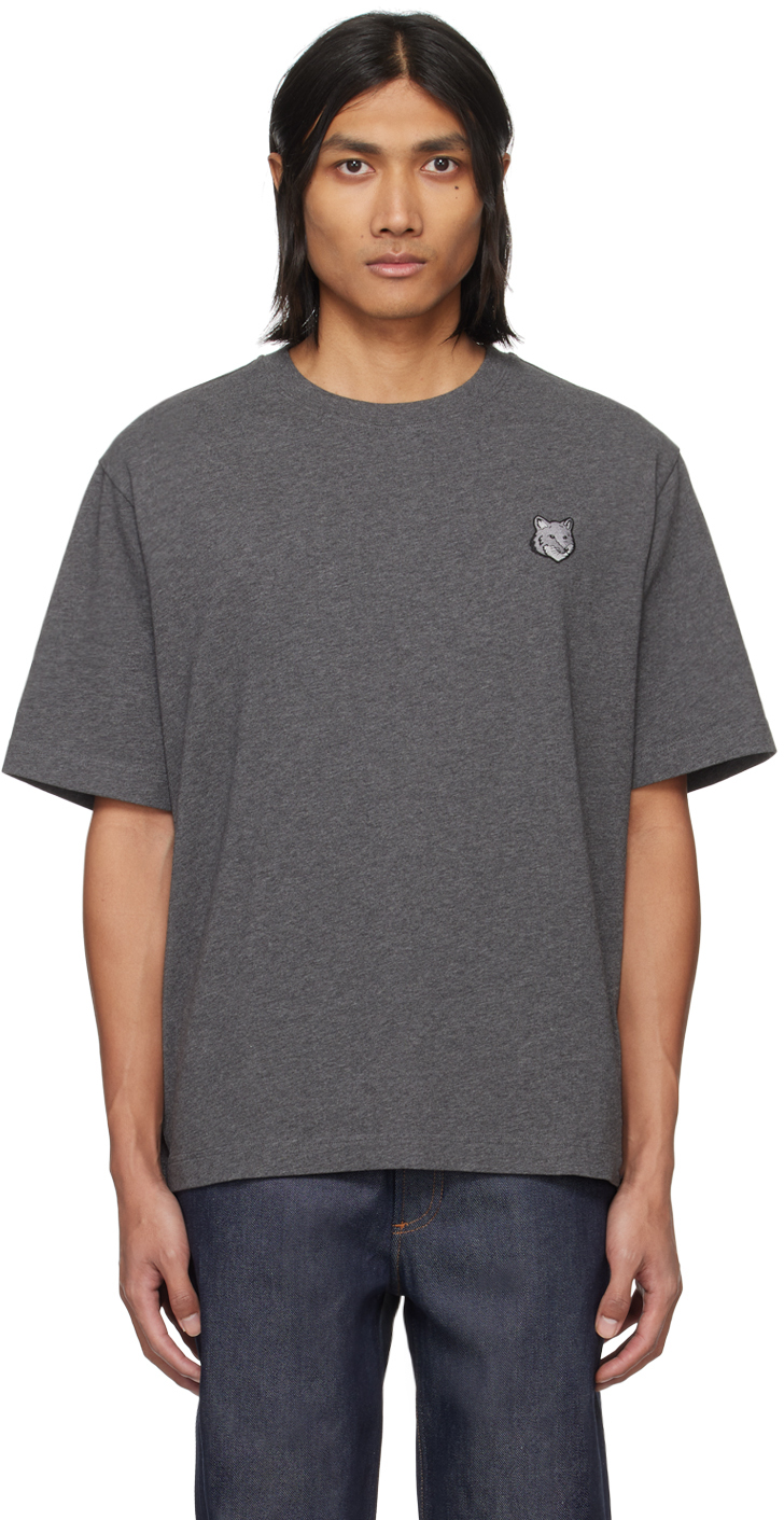 Maison Kitsuné Gray Bold Fox Head T-shirt In H170 Dark Grey