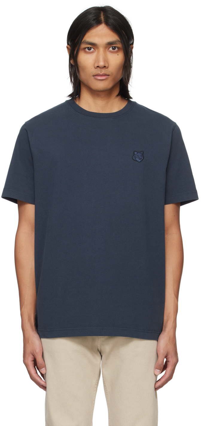 Maison Kitsuné Navy Bold Fox Head T-shirt In P476 Ink Blue